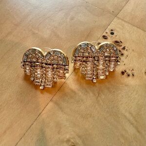 BaubleBar Heart Earrings Crystal Gold and Silver